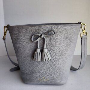 Kate Spade Grey Leather Crossbody Bucket Bag